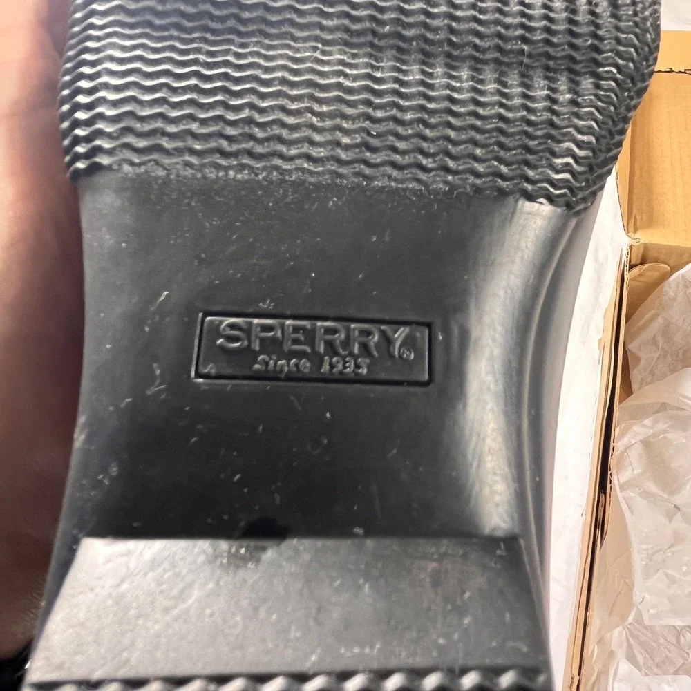 Sperry Saltwater Tall Nylon Duck Boots Womens 8.5 Black NEW w/Box Quilted Buckle